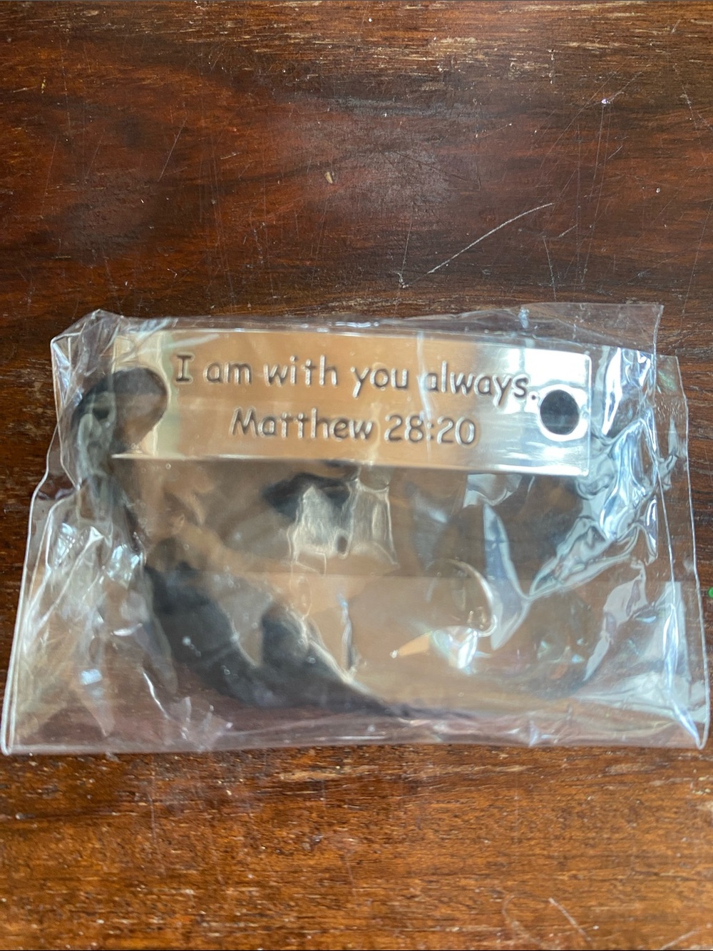 Silver Tone Inspirational Bracelet Plate - 'I am with you always'